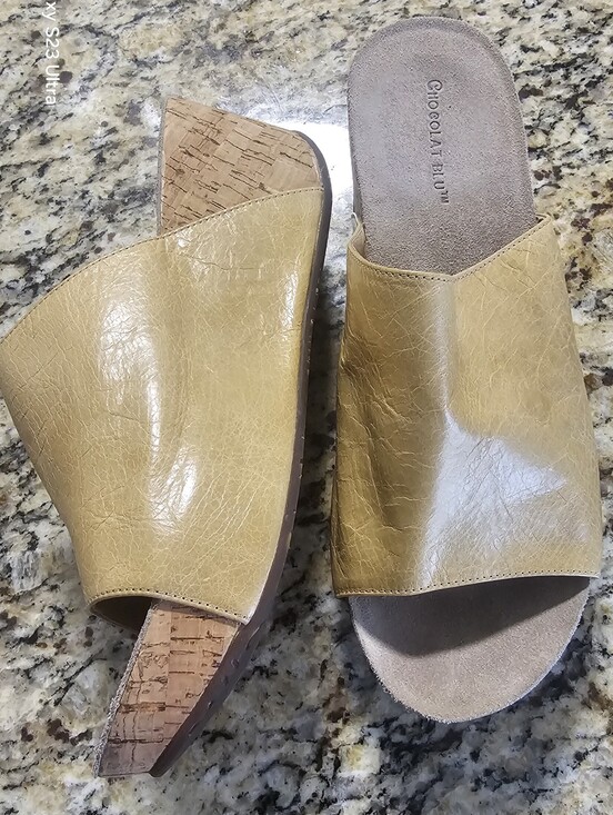 Chocolat Blu Shoes - Chocolat Blu Women's Mustard Leather Slide Mules Size 10